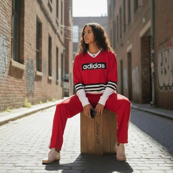 NWT 2 PC ADIDAS ORIGINALS JERSEY TOP and TRACK PANTS MATCHING OUTFIT M - Picture 6 of 7